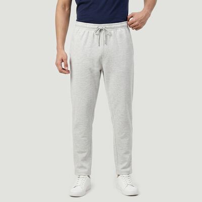 Men's Grey Straight Fit Drawstring Waist Track Pants