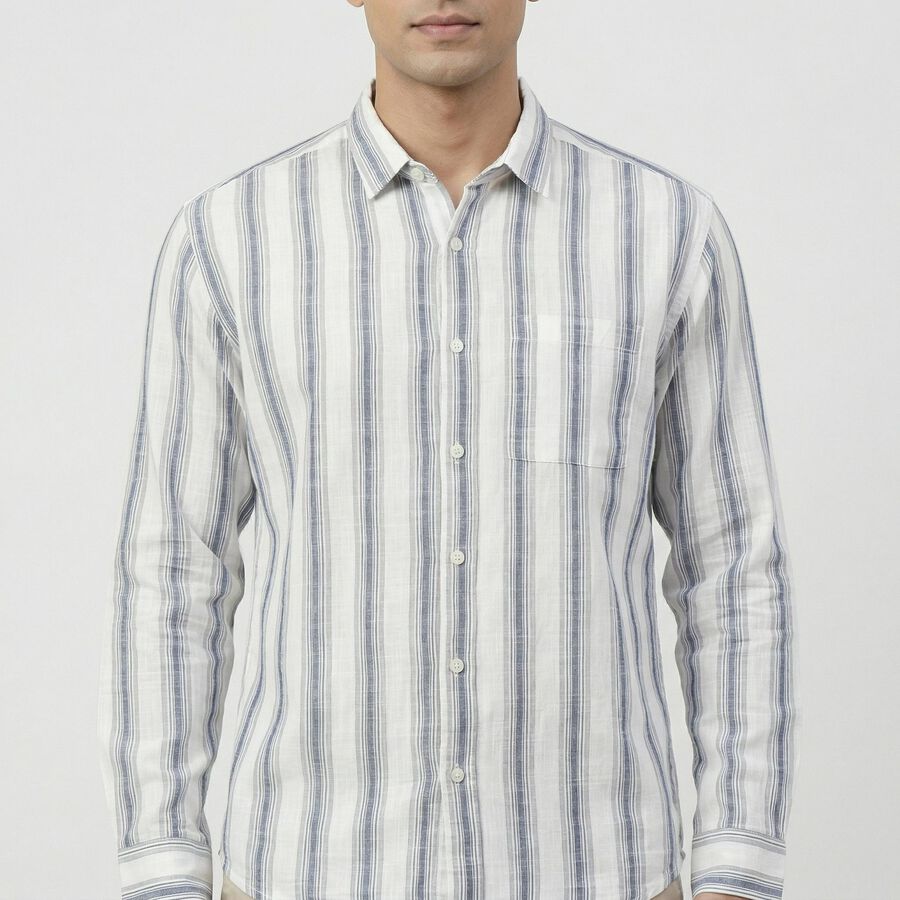 Men's Navy Blue Cotton Casual Shirt, नेवी ब्लू, large