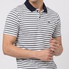 Men's White Polo Neck Striped Drifit T-Shirt, Off White, small