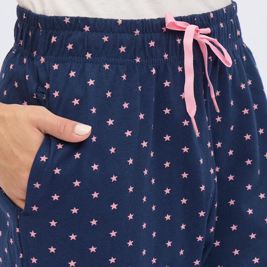Women's Dark Navy Blue Star Printed Elastic Waist Pyjama, नेवी ब्लू, large image number null