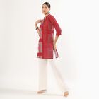 Women's Maroon Cotton Mandarin Collar Printed Kurta, Maroon, small image number null