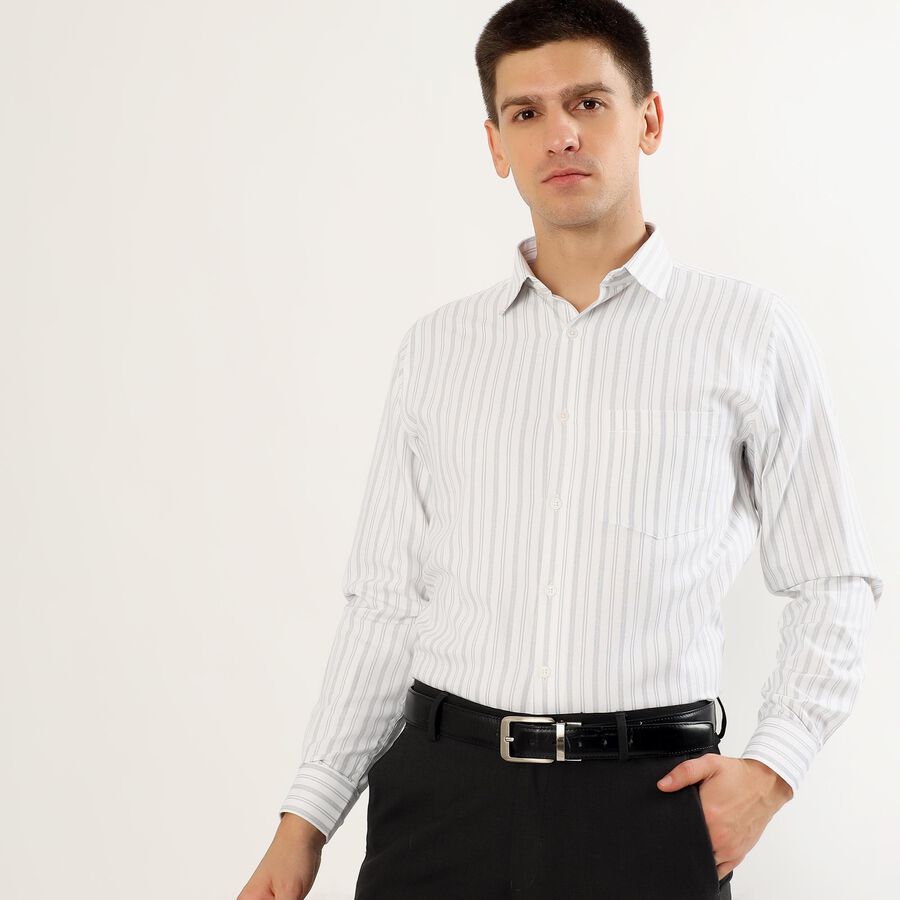 Men's Light Grey Classic Formal Shirt, Light Grey, large