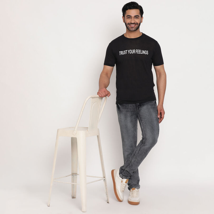 Round Neck T-Shirt, Black, large image number null