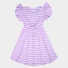 Girls' Lilac Mock Neck A-Line Snowflake Print Dress, Lilac, small
