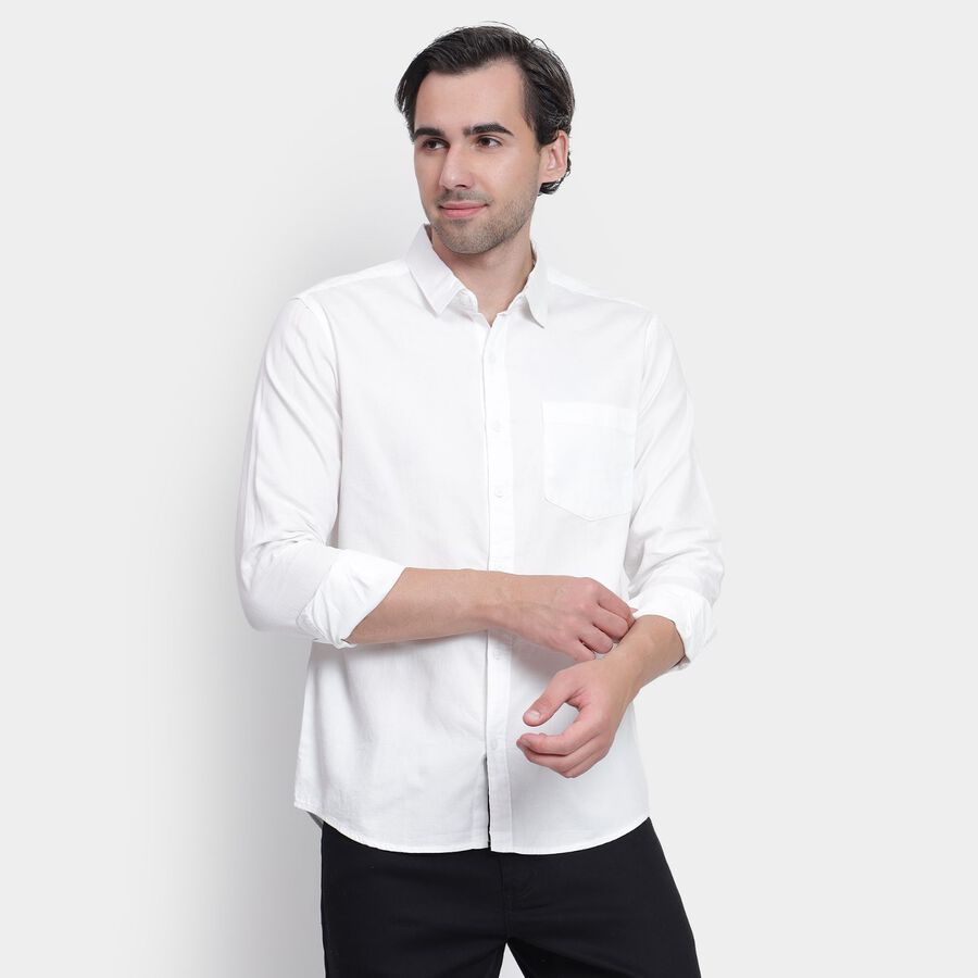 Men's Cotton Casual Shirt, सफ़ेद, large image number null
