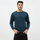 Men's Teal Blue Crew Neck Casual Sweatshirt, टील ब्लू, small image number null