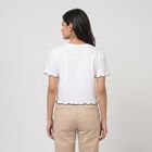 Women's White Cotton Round Neck Crop T-Shirt, सफ़ेद, small