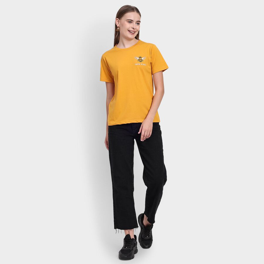 Ladies' Round Neck T-Shirt, मस्टर्ड, large image number null