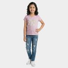 Girls Lilac Cotton Casual T-Shirt, लाइलेक, small