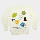 Boys' Off White Crew Neck Graphic Print Sweatshirt, ऑफ व्हाइट, small