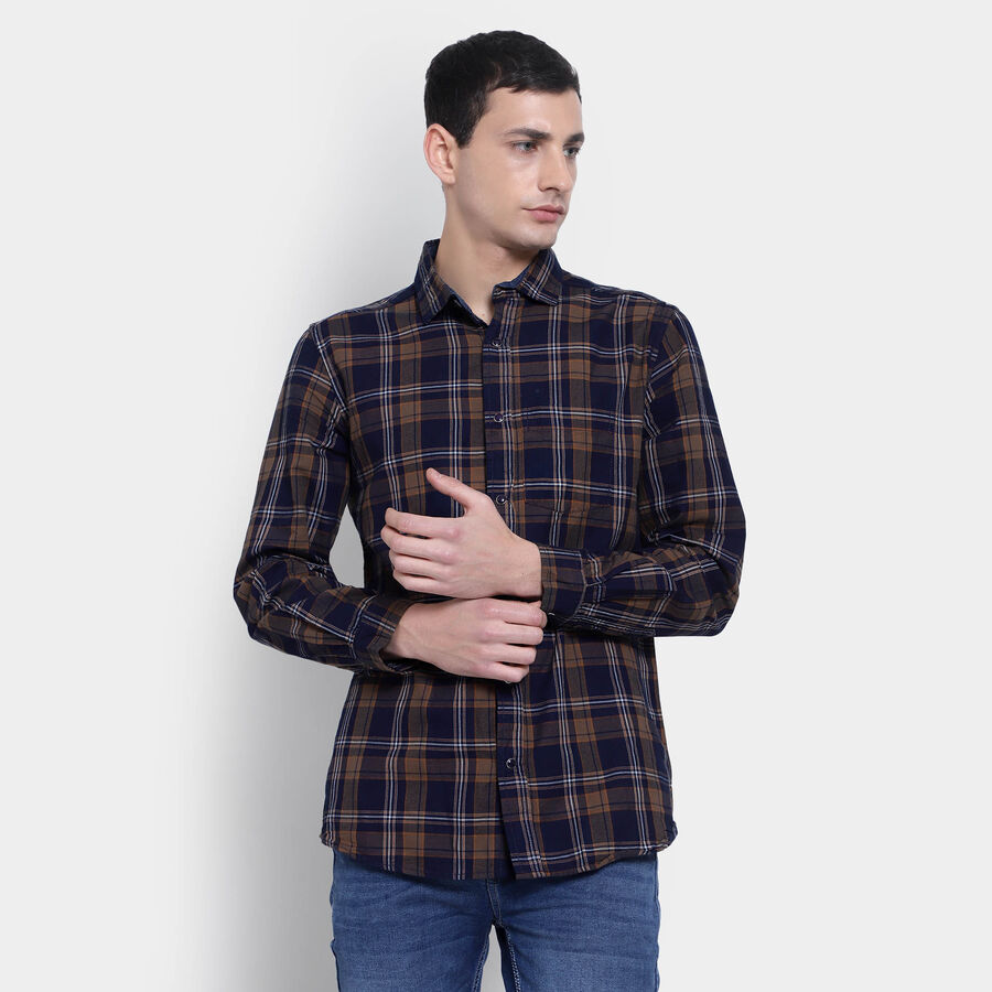 Cotton Checks Casual Shirt, भूरा, large image number null