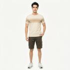 Men's Cream Cotton Round Neck Striped Regular T-Shirt, Off White, small