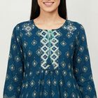 Women's Teal Blue Neck Kurti, Teal Blue, small