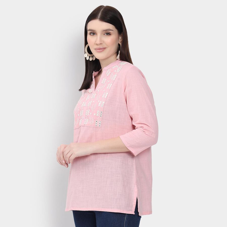 Ladies' 100% Cotton Kurti, हल्का गुलाबी, large image number null