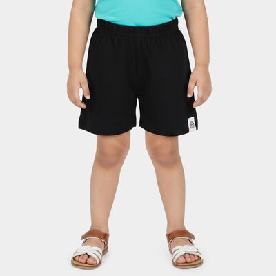 Girls Black Regular Fit Solid Shorts