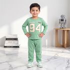 Boys Mint Green Round Neck Graphic Print Baba Suit, हल्का हरा, small