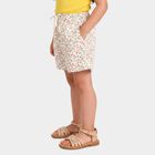 Girls' White Cotton Regular Fit Shorts, ऑफ व्हाइट, small