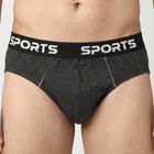 Men's Charcoal Regular Fit Logo Waistband Briefs, चारकोल, small