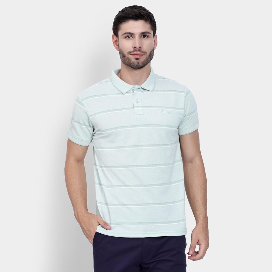 Men's Collared Half Sleeves T-Shirt , हल्का हरा, large image number null