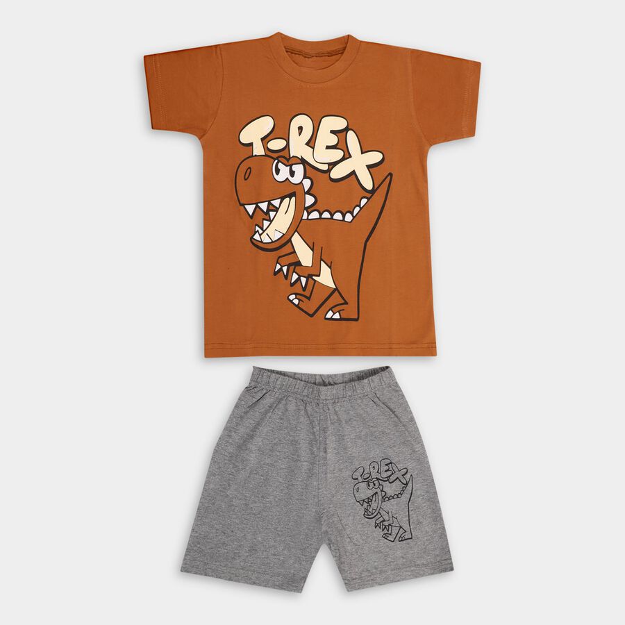 Boys' 100% Cotton Knit Baba Suit , भूरा, large image number null