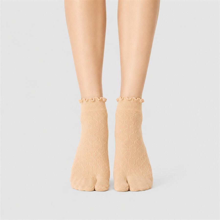 Women's Beige Regular Fit Pack of 1 Socks, Beige, large