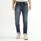 Men's Stonewashed Blue Slim Fit Stretchable Jeans, गहरा नीला, small image number null