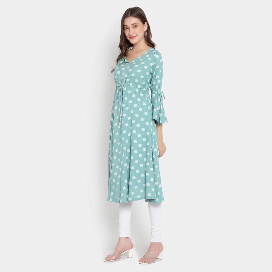 Printed 3/4Th Sleeves Kurta, Light Green, large image number null