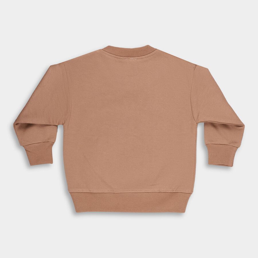 Infants Muted Beige Cotton Crew Neck Casual Sweatshirt, गहरा पीला, large image number null