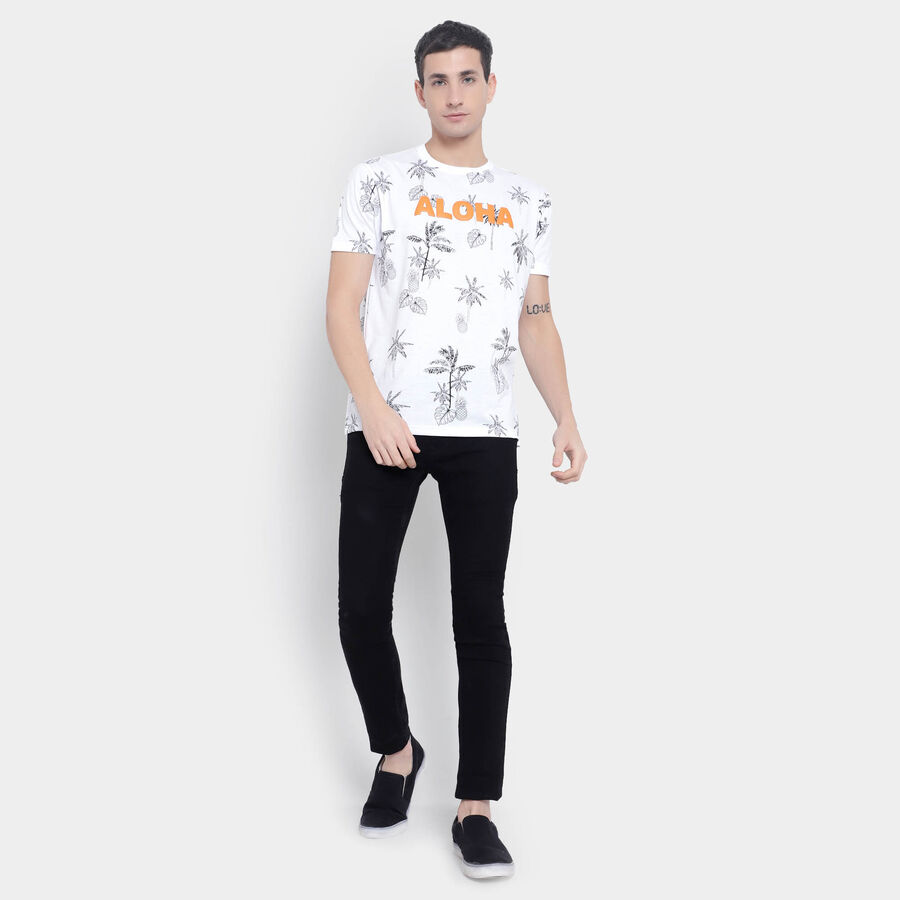 All Over Print Round Neck T-Shirt, सफ़ेद, large image number null