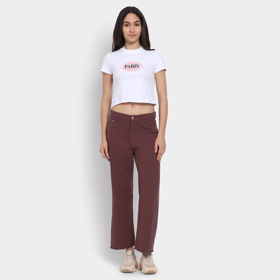 Ladies' 100% Cotton Jeans, मरून, large image number null
