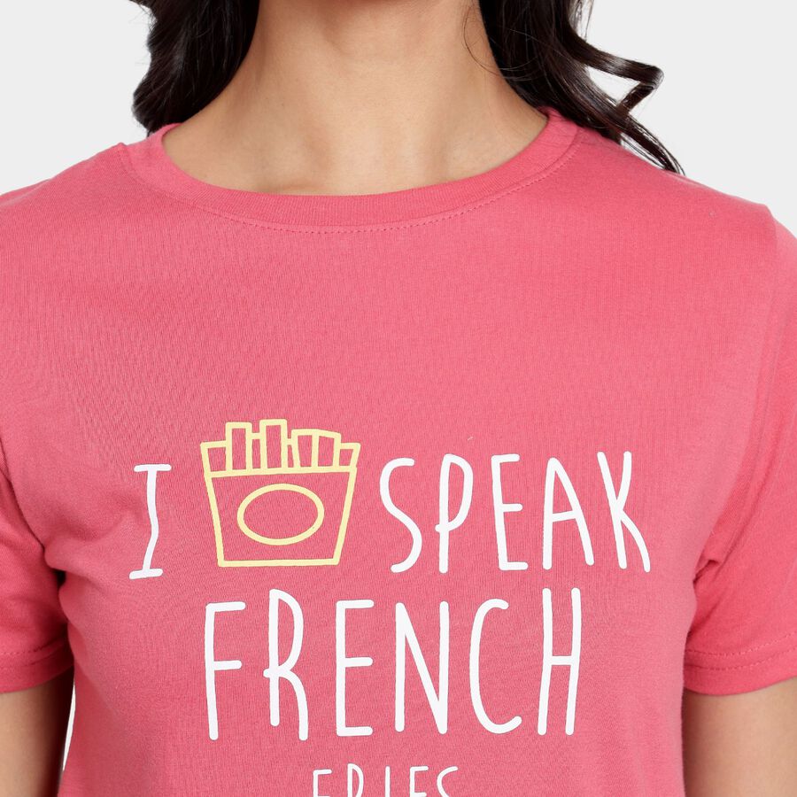Ladies' Round Neck T-Shirt, मूँगा (कोरल), large image number null
