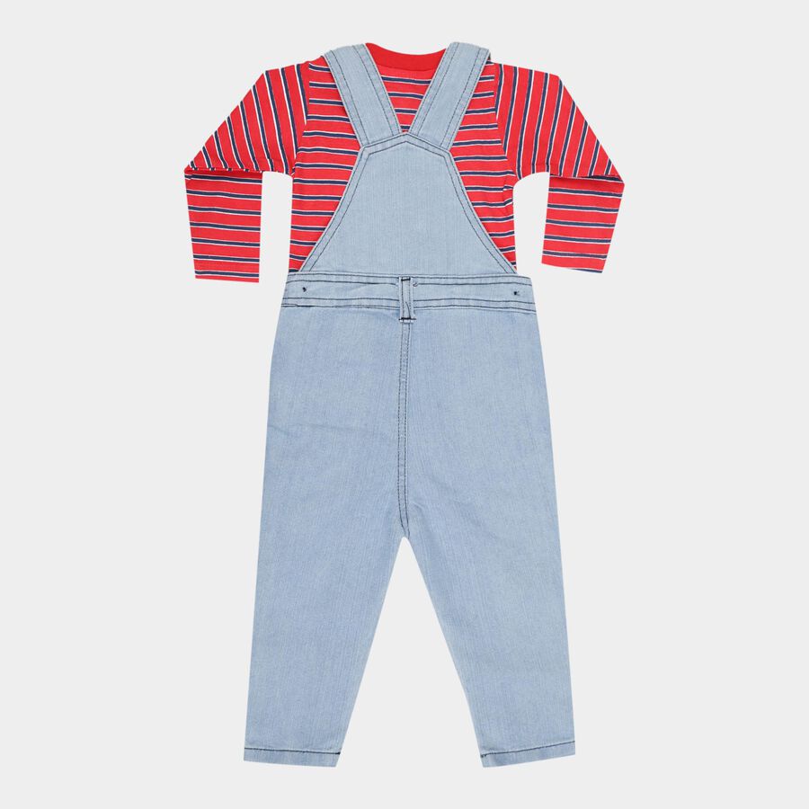 Infants Cotton Stripes Baba Suit, Red, large image number null