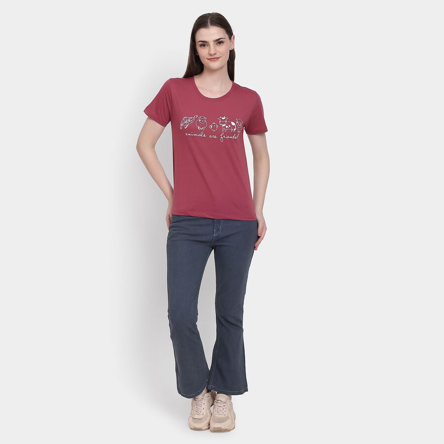 Ladies' Round Neck T-Shirt, बैंगनी, large image number null