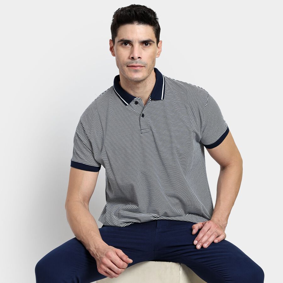 Men's Collared Half Sleeves T-Shirt, नेवी ब्लू, large image number null