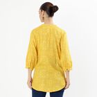 Women's Bright Mustard Yellow Round Neck Floral Printed Kurti, Yellow, small