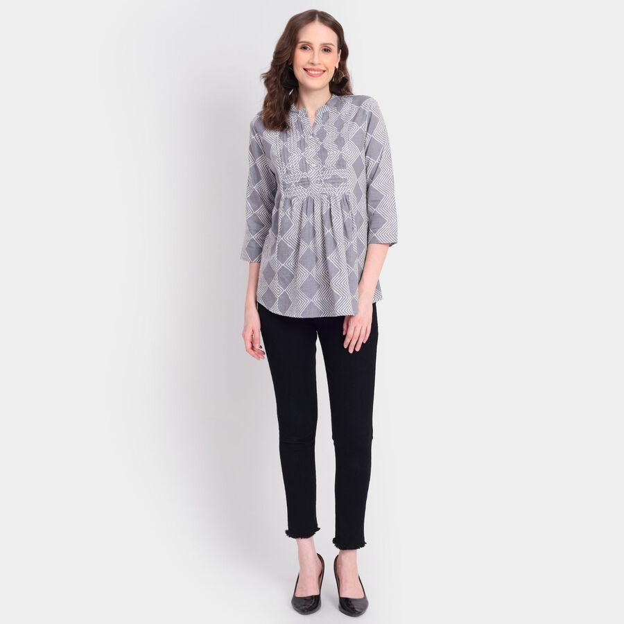 Ladies' 100% Cotton Kurta, हल्का ग्रे, large image number null