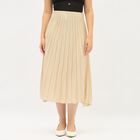 Women's Soft Beige Pleated Midi Skirt, Beige, small