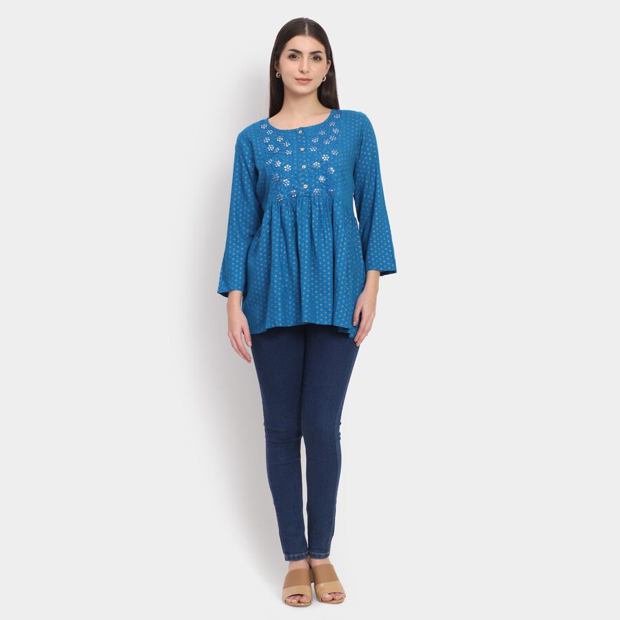 Ladies' Kurti, Teal Blue, large image number null