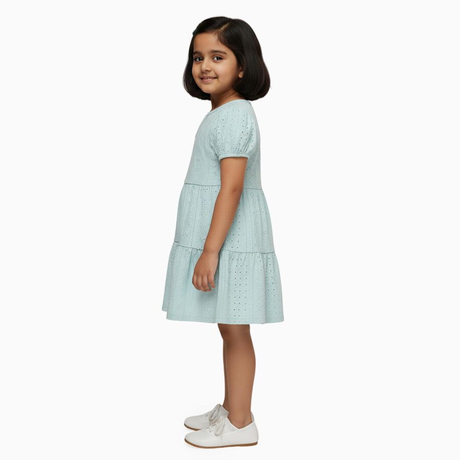 Girls' Frock, हल्का हरा, large image number null