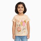 Girls' Soft Peach Cotton Round Neck Casual T-Shirt, Peach, small image number null