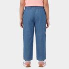 Girls' Light Blue Cargo Fit Embroidered Jeans, हल्का नीला, small