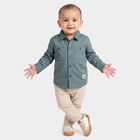 Infants Teal Blue Cotton Collared Utility Shirt, Teal Blue, small