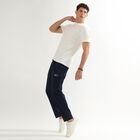 Men's Jet Black Regular Fit Cargo Track Pants, Navy Blue, small image number null
