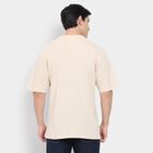 Men's Round Neck Half Sleeves T-Shirt, Beige, small
