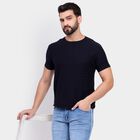 Men's Round Neck Half Sleeves T-Shirt, Navy Blue, small