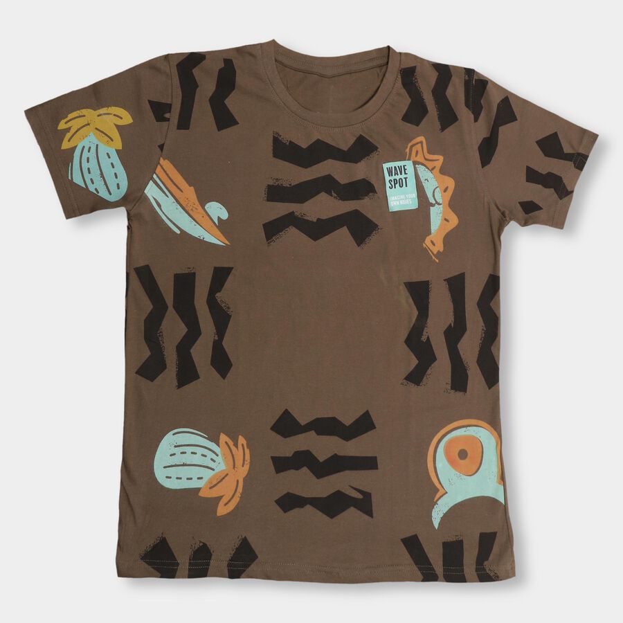 Boys' 100% Cotton Half Sleeves T-Shirt, Olive, large image number null