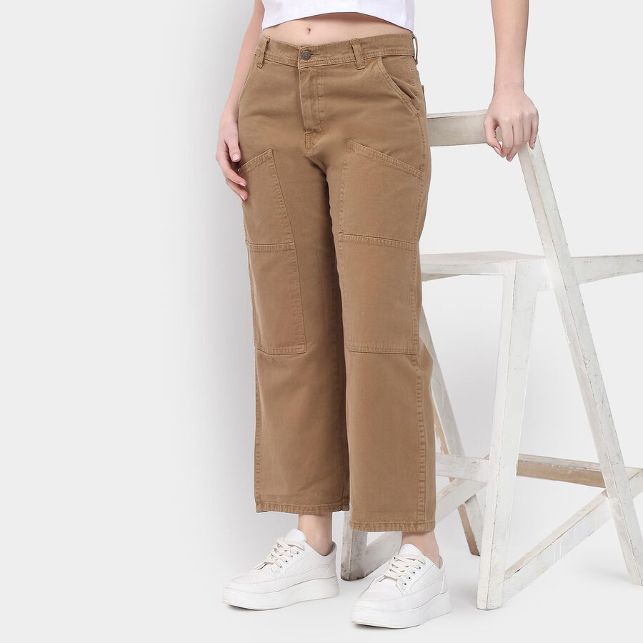Ladies' 100% Cotton Trousers , भूरा, large image number null