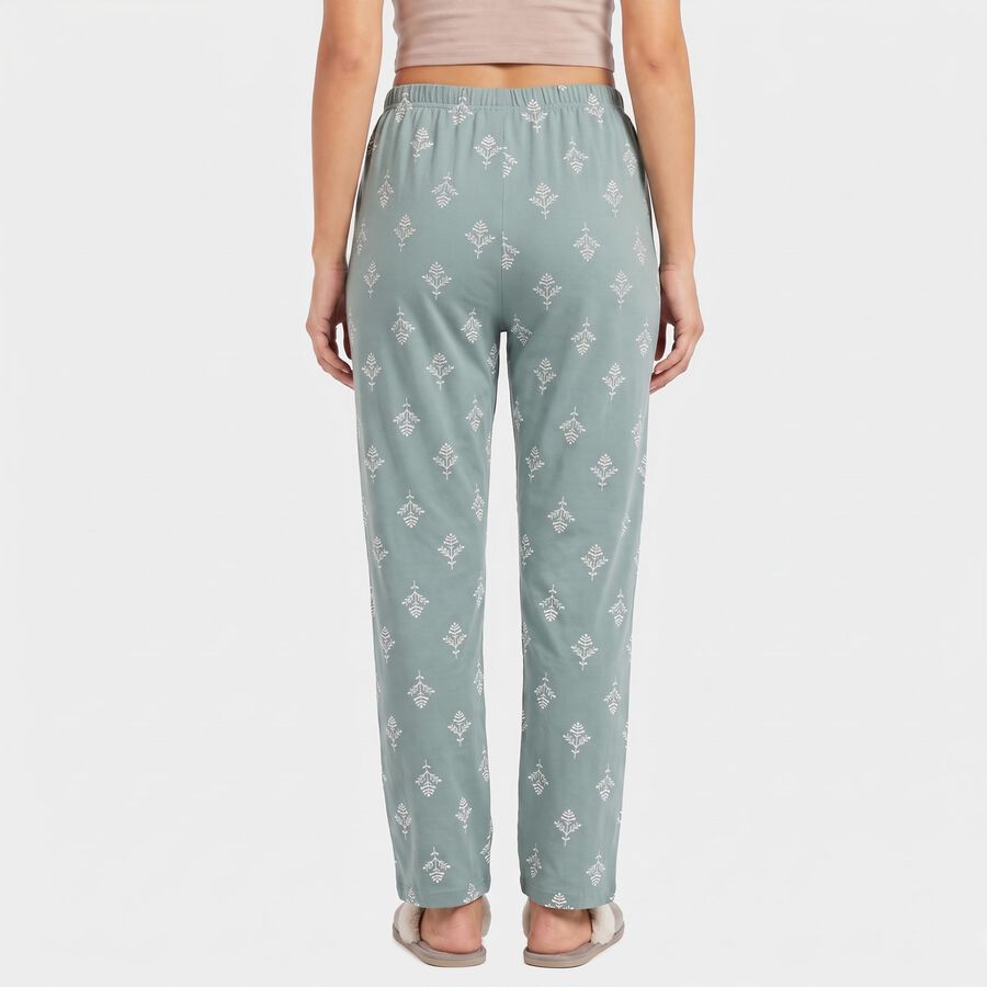 Women's Green Straight-Fit All-Over Print Lounge Pyjama, हल्का हरा, large