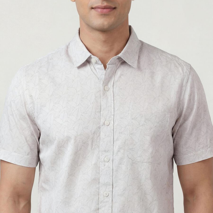 Men's Off-White Cotton Spread Collar Casual Shirt, Off White, large