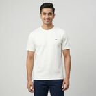 Men's White Round Neck Casual T-Shirt, White, small